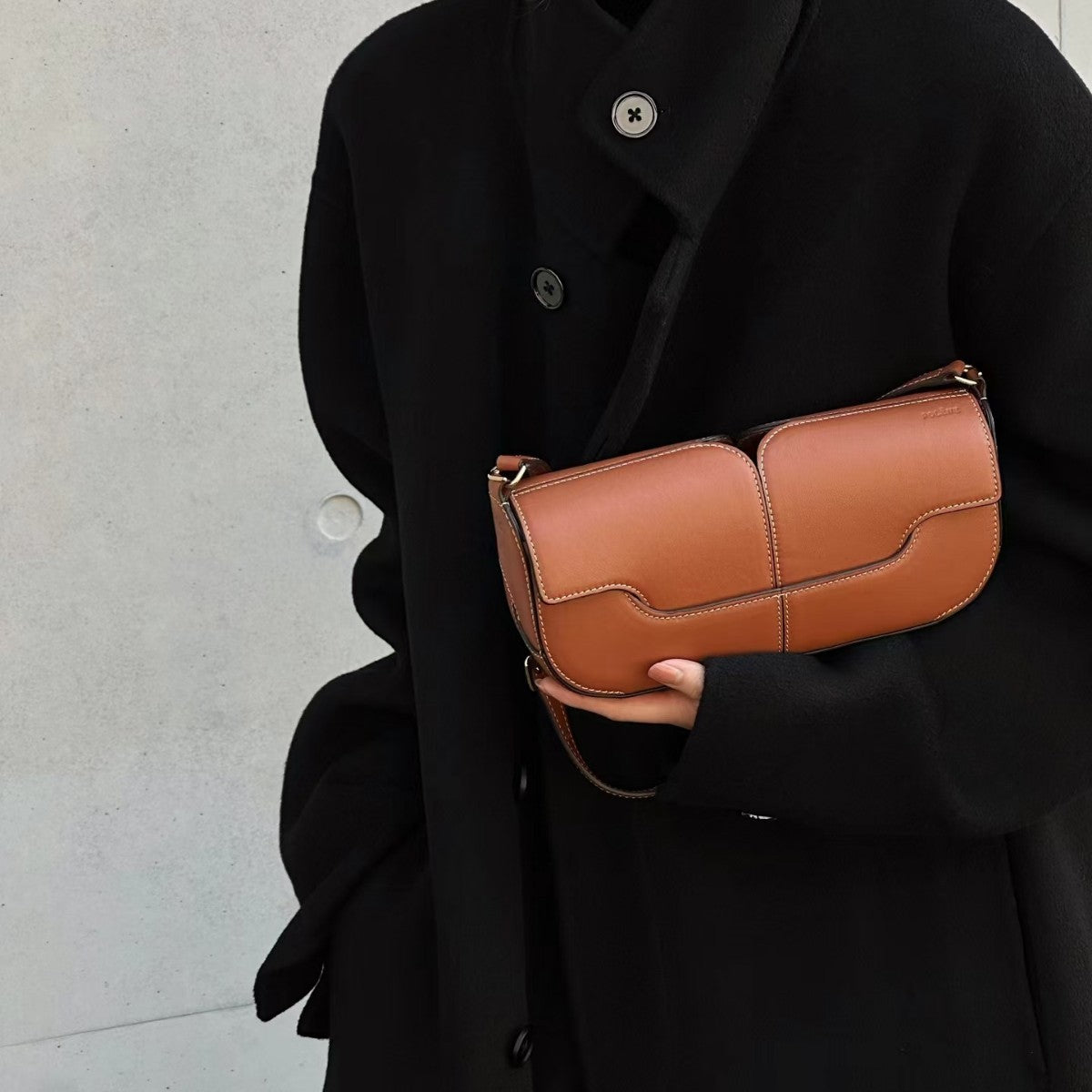 Leather Baguette Handbag
