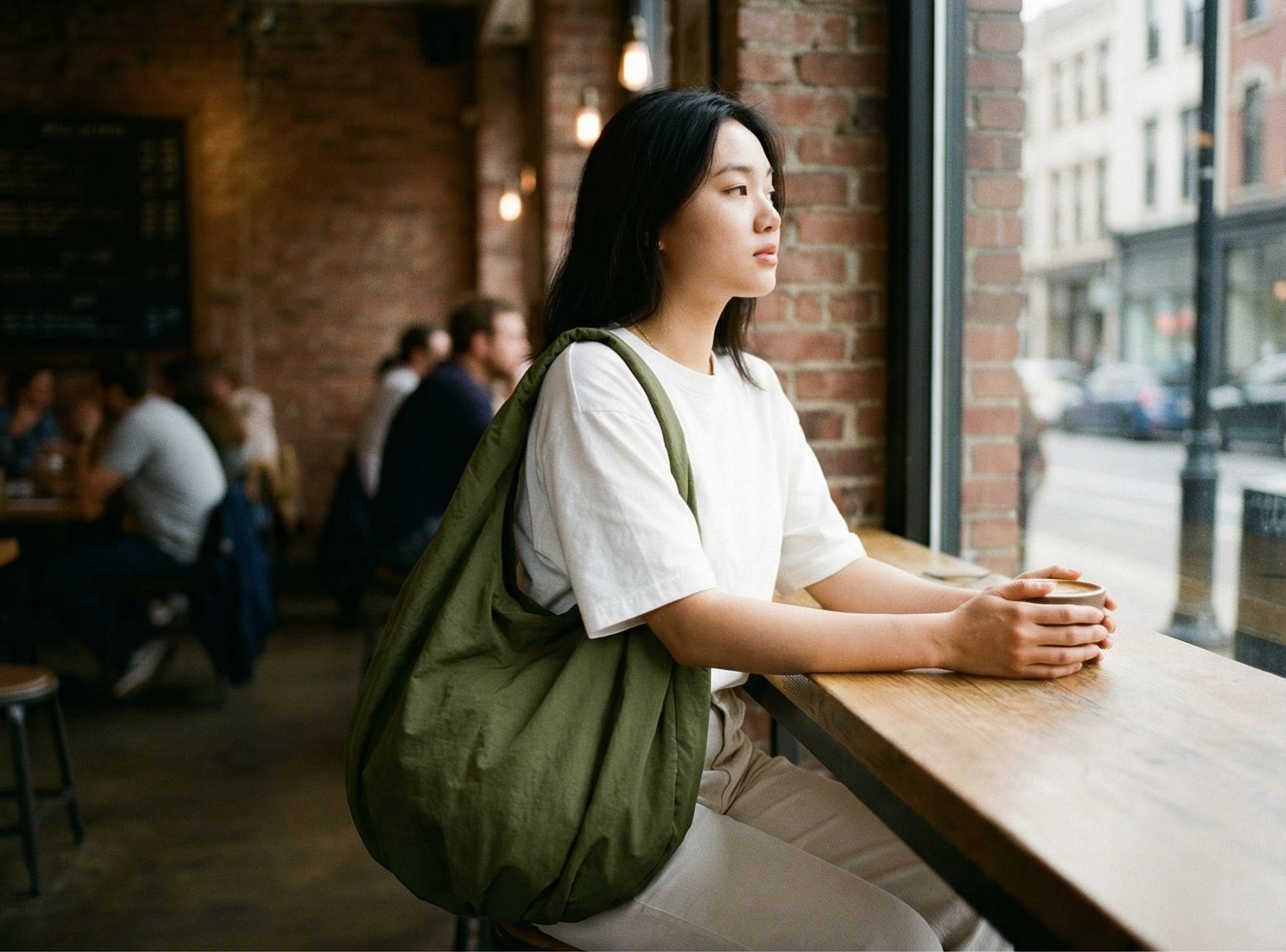 Solid-color crossbody bag