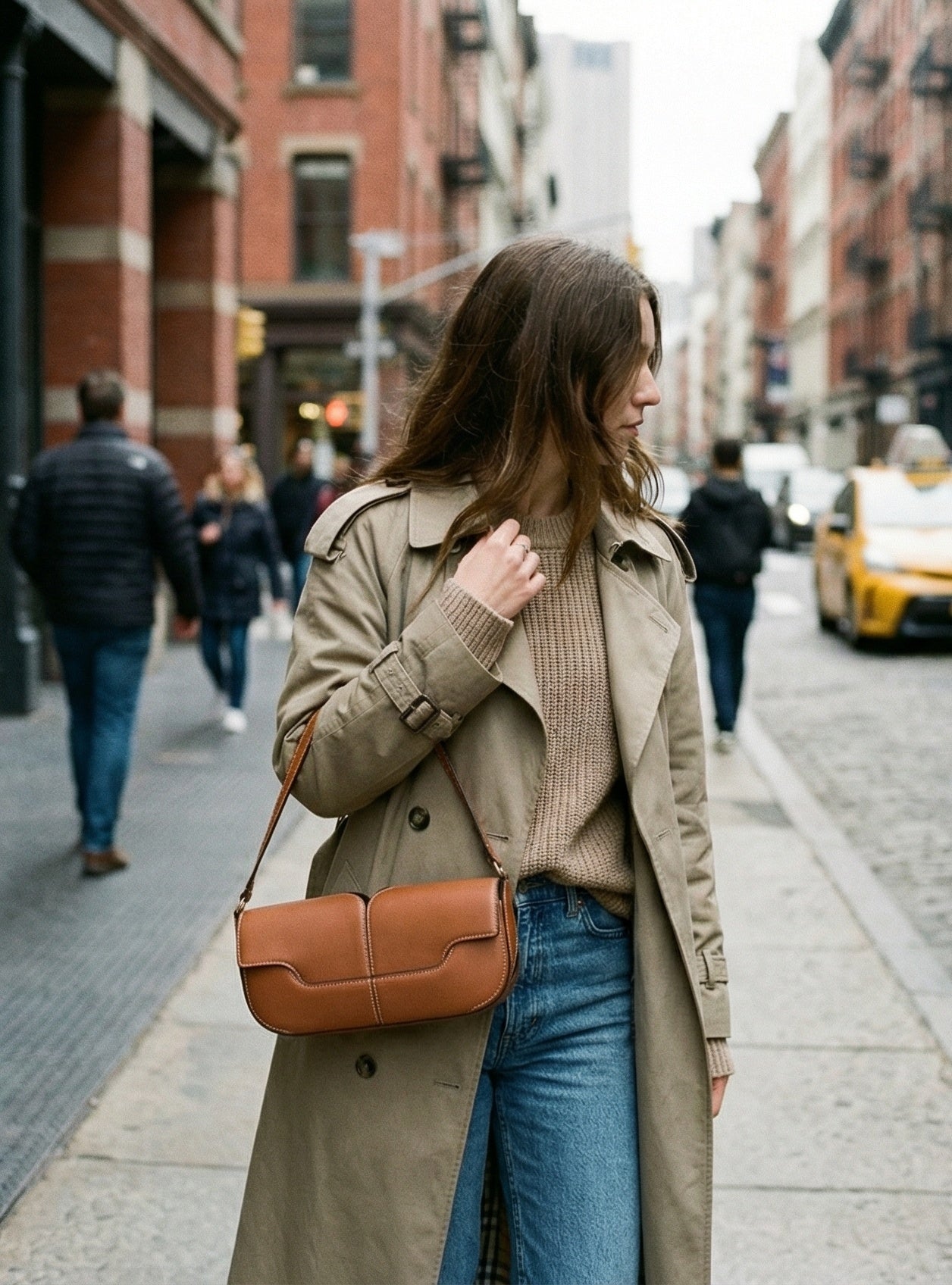 Leather Baguette Handbag